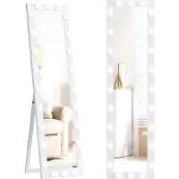 HOMCOM Full Length Mirror-Gehard glas, MDF-40L x 4B x 150H cm-Wit