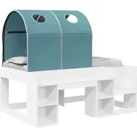 vidaXL - Bed - met - Tunnel - met - plank - 3 - st - Wit - en - Lichtblauw - Bewerkt - hout