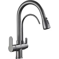 OEM Keukenmengkraan, duurzame messingconstructie, bediening met twee handgrepen, kleur: grijs