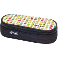 Herlitz SmileyWorld Regenbooggezichten, zachte pennenetui, polyester, zwart, multicolor, met afbeelding, met rits, 215 mm