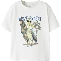 Name it MINI T-shirt wit Jongens Stretchkatoen Ronde hals Printopdruk - maat 116