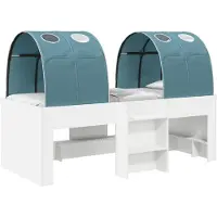 vidaXL Bed met Tunnel 3 st Wit en Lichtblauw Bewerkt hout