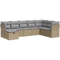 vidaXL 8-delige Loungeset met kussens poly rattan beige
