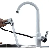 OEM Keukenmengkraan, flexibele uittrekbare douchekop, bediening met één hendel, model 04027WH, aansluiting G1/2