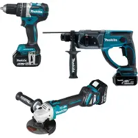Makita DLX3093TJ 18V LXT 3 delige set: DGA513 Haakse slijper + DHP484 (Klop)boormachine + DHR202 Boorhamer met 3 x 5.0Ah accu's - DLX3093TJ
