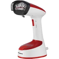 Heinner Kledingstomer – 1240-1470 W – Waterreservoir 120 ml – Opwarmtijd 30 sec – Continue Stoom – RVS-stoomplaat – Opvouwbare Handstomer – Rood/Wit