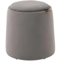 OKWISH Poef Met Opbergruimte – 44 x 47,5 cm – Omkeerbaar Deksel – Polyester – Donkergrijs – Rond Zitmeubel, Voetenbank en Bijzettafel