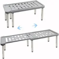 OEM 34,8 x 18 x 15,5 cm - Uitbreidbaar, multifunctioneel opbergrek - Vrijstaand kruidenrek - Geschikt voor bestek, schoenen, huishoudelijke apparaten - Grijs - Verstelbaar design