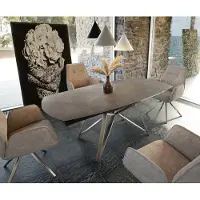 DELIFE Eettafel Carlow 130/200x95 cm keramisch bruin roestvrij staal uitschuifbaar