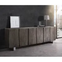 DELIFE Dressoir Live-Edge 220 cm massief acacia platina 6 deuren