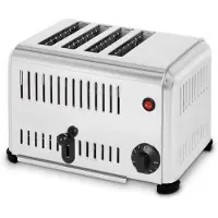 VERTES Gastro Toaster 4 slice electric 2300W made of stainless steel (timer with bell, crumb tray, separate heating element, 4 anti-slip rubber feet, toasts 2 or 4 slices of toast simultaneously)