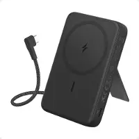Anker powerbank, 10 000 mAh, magnetisch, ingebouwde USB-C-kabel, zwart