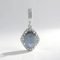 Cavill - Zilveren Hanger - 925 Sterling Zilver Geplatineerd - Roze Labradoriet 1.887 ct Ovaal - 12 Cambodjaanse Zirkon Rond 0.178 ct Elegant