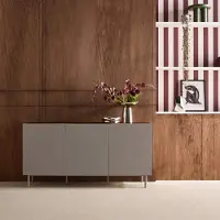 Sweeek Dressoir met 3 deuren metaal en houtdecor 150cm Grijs