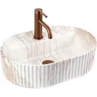 REA - Opzetwastafel Marcela 50 Kallisto Sanitair Keramiek, Beige, Ovaal - 50 x 36 x 13,5 cm