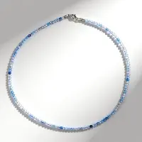 Cavill - Zilveren Halsketting - 925 Sterling Zilver - Braziliaanse Facetgeslepen Aquamarijn 27 141 ct - Ronde Blauwe Edelstenen - 45 cm