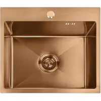 REA - Stalen spoelbak met keukenkraan - LEO 50 - Geborsteld Koper - 50X45X18,5CM