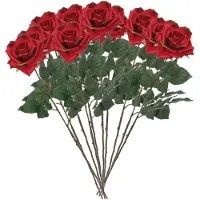 Mica Decorations Kunstbloemen Roos Amore - 10x - 66 cm - rood - zijdebloemen - boeket - rozen