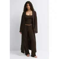 Gina Tricot  - Soft lace loungewear robe - Homewear - Bruin - S - Dames