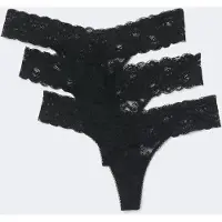 Gina Tricot  - 3-pack lace thong - slips in 3-pack - Zwart - L - Dames