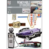 Imagicom muursticker Route 66 vinyl 50 x 70 cm paars