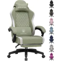 GTPLAYER - Gaming Stoel - Ergonomisch met Ademende Stof en Voetensteun - Groen