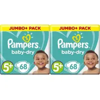Pampers Baby Dry Luiers - maat 5+ - 2 x 68 (136) stuks