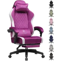 GTPLAYER - Gaming Stoel - Ergonomisch met Ademende Stof en Voetensteun - Paars