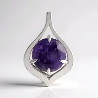 Cavill - Zilveren Hanger - 925 Sterling Zilver - Natuurlijke Charoite Edelsteen 3 162 ct - Ronde Cabochon 10 mm - Elegante Paarse Dameshanger