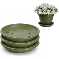 PlasticForte plantenpot onder schotel / opvang schaal - 3x - groen - dia 28 cm - Kunststof - voor een pot met dia 35/40 cm