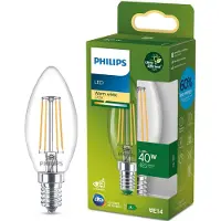 Philips Ultra Efficient LED kaarslamp Transparant - 40 W - E14 - Warmwit licht - Energielabel A