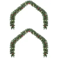 vidaXL Kerstkrans 2 st 600 LED's Groen 20 m PVC