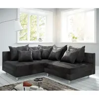 DELIFE Hoekbank Clovis antraciet antieke optiek ottomane links module bank