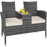 Casaria Polyrotan Tuinbank Grijs/Beige 145x58x87cm