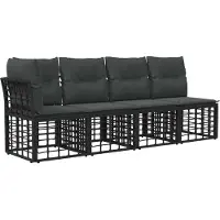 vidaXL Buiten bank set 6 pcs Zwart en Donker Grijs Polyester