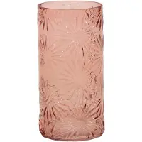 Mega Collections Bloemenvaas Debby - roze - glas - bloem relief - 15 x 30 cm