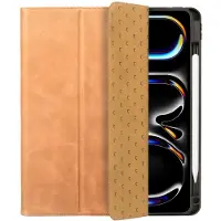 Rosso Elite Hoes Geschikt voor Apple iPad Pro 12.9 (2018/2020/2021/2022) - 2-in-1 Echt Leer Book Case en Back Cover - Magnetisch Uitneembaar Hoesje - Beschermhoes Lichtbruin