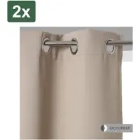 Atmosphera verduisterende gordijnen - set 4 stuks - B135 x L240 cm - beige - geplooid - met ringen - kant en klaar - Set van 2 gordijnen - Volledig verduisterend - Warmteregulerend