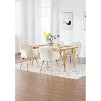 Laura Eetkamerstoelen Set van 4 – Fluwelen Stoelen met Armleuningen en Houten Poten – Ergonomisch Design – Crèmewit – 50x42x81 cm –