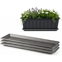 PlasticForte Plantenbak water onder opvangschaal - 3x - antraciet - rechthoek - 59 x 19 cm - Bloembakken