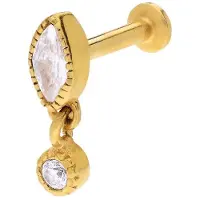 Lucardi - Dames Stalen goldplated helixpiercing met zirkonia - Piercing - Staal - Goudkleurig