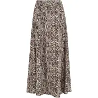 We fashion - Dames midi-rok met print - Regular fit - Donkerbruin - Viscose - Maat: S