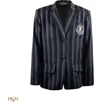 Cinereplicas Wednesday veste Nevermore Academy zwart Gestreepte Blazer (M), Zwart, (M)