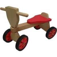 Playwood Loopfiets - Vierwieler - Rood - Hout