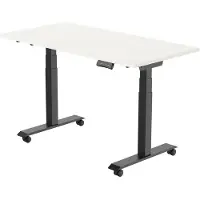 Euroseats Elektrisch bureau - verstelbaar, opklapbaar en verrijdbaar - 180x80 cm - Zwart frame - Wit