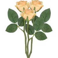 Top Art Kunstbloem roos Nina - 3x - perzik kleur - 27 cm - kunststof steel - decoratie bloemen