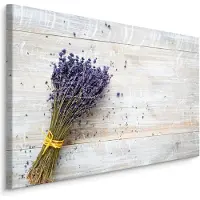 Karo-art Schilderij - Lavendel op een Houten Achtergrond, Premium Print op Canvas