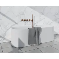 FortiFura Nebbio Badcombinatie-set - thermostaatkraan - wandaansluitbocht met handdouchehouder - metalen doucheslang - staaf handdouche - uitloop - geborsteld koper PVD (koper)