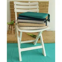 Stof Textile Home stoelkussens - lichtbruin - 38 x 38 x 3 cm - voor binnen - touwtjes sluiting - zitkussens plat - vierkant