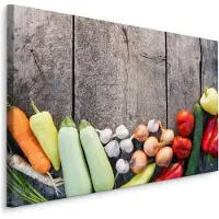 Karo-art Schilderij - Groente op hout (print op canvas), multi-gekleurd, premium print